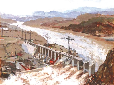 吴作人油画《黄河三门峡·中流砥柱》，1950年代中期.jpg