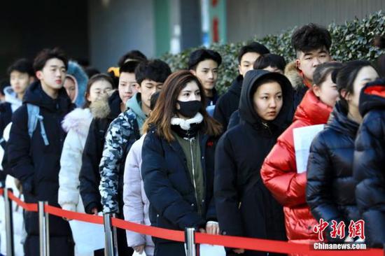 2019年2月，北京电影学院艺考现场。北京电影学院 供图