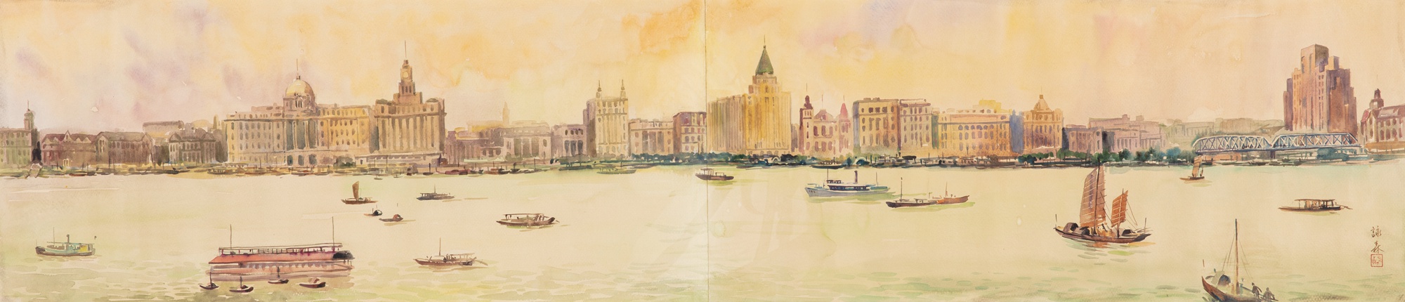 外滩风景 李詠森 水彩 149.5×30.5cm.jpg