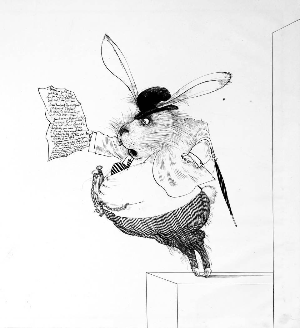 Original drawing of the White Rabbit for the series Alice in Wonderland, Ralph Steadman, 1967. ? Ralph Steadman Art Collection, 2019.jpg
