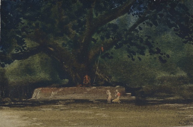 拜尔斯沃?森 乡间神社 纸上水彩、蛋彩 8.5×5.5cm 1914 印度国家现代艺术馆藏.jpg