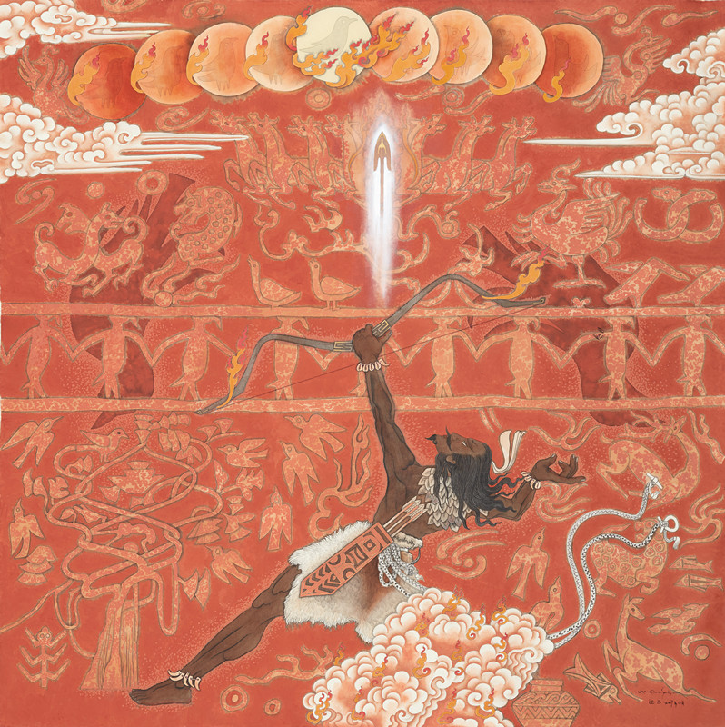 边巴（西藏）《有羿善射》200×200cm_副本.jpg