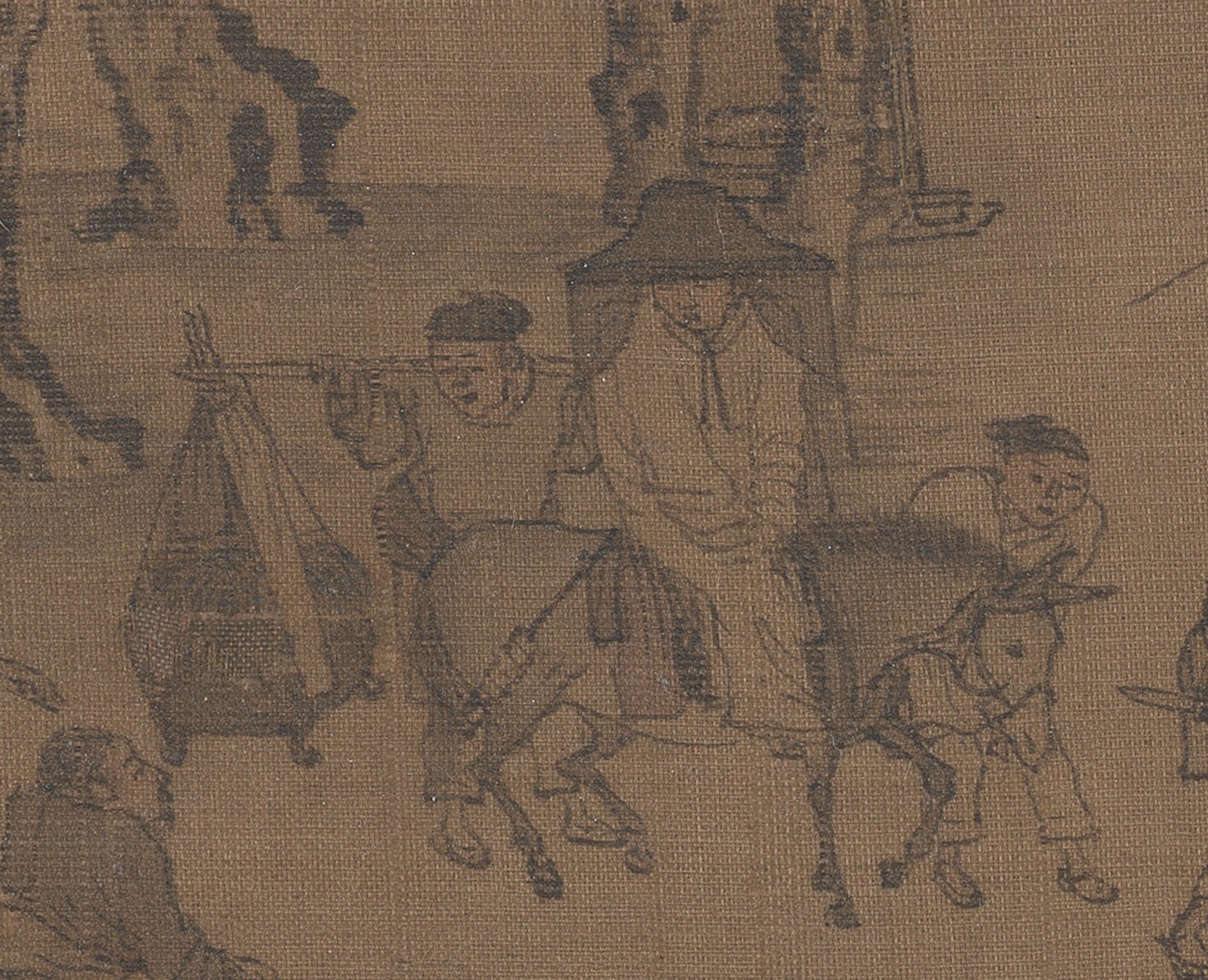 张择端《清明上河图》中带着面纱、骑驴出行的女子.jpg