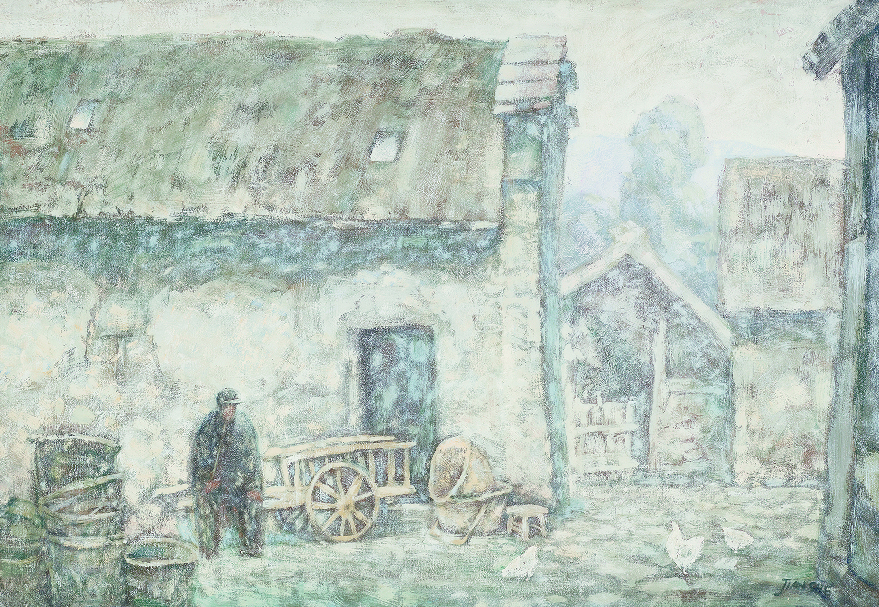 《朦胧的小村》54x78cm 1985 .jpg