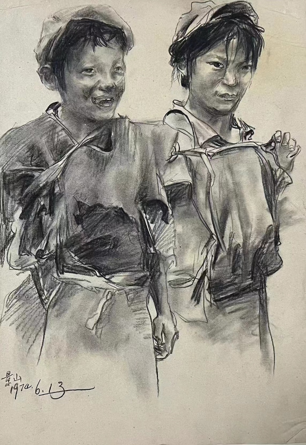 “魏景山-两个藏族女孩，素描，39x28cm，1974年”的副本.jpg